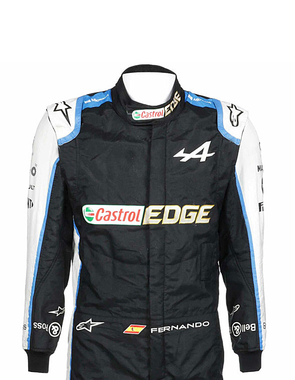 Fernando Alonso Alpine racing suit featuring premium craftsmanship and race-inspired graphics.