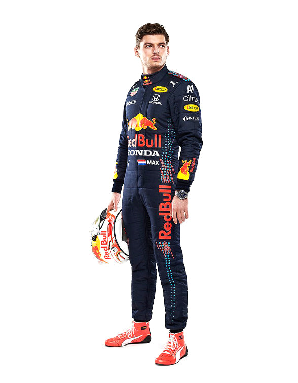 Premium Max Verstappen Red Bull Racing Formula One suit with authentic team-inspired styling.