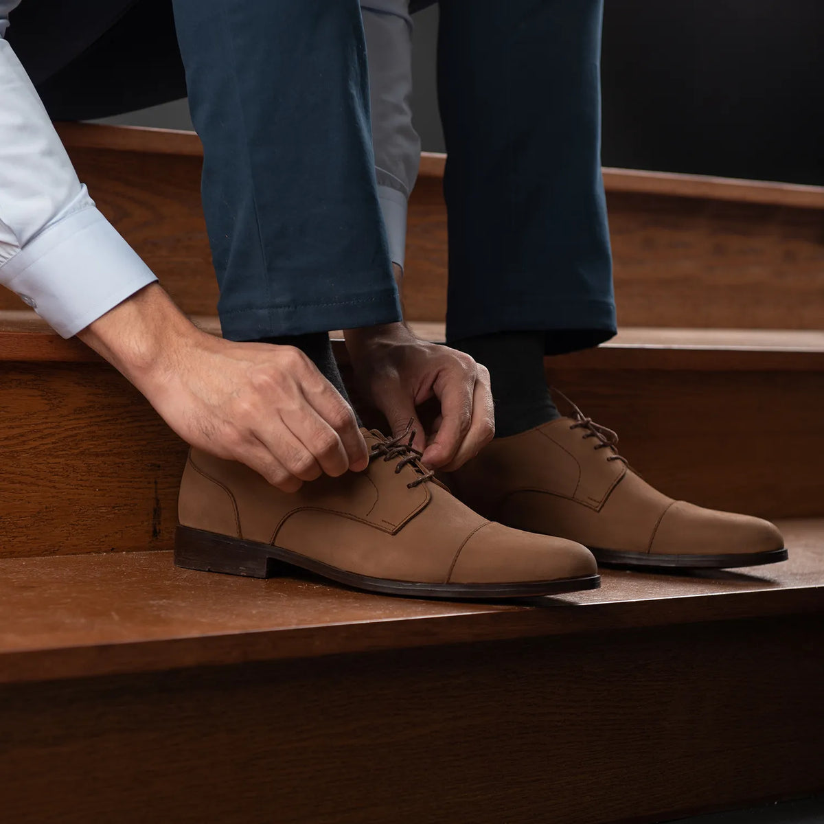Attorney Derby Brown Nubuck Leather Shoes - men's shoes in brown nubuck leather, view 10