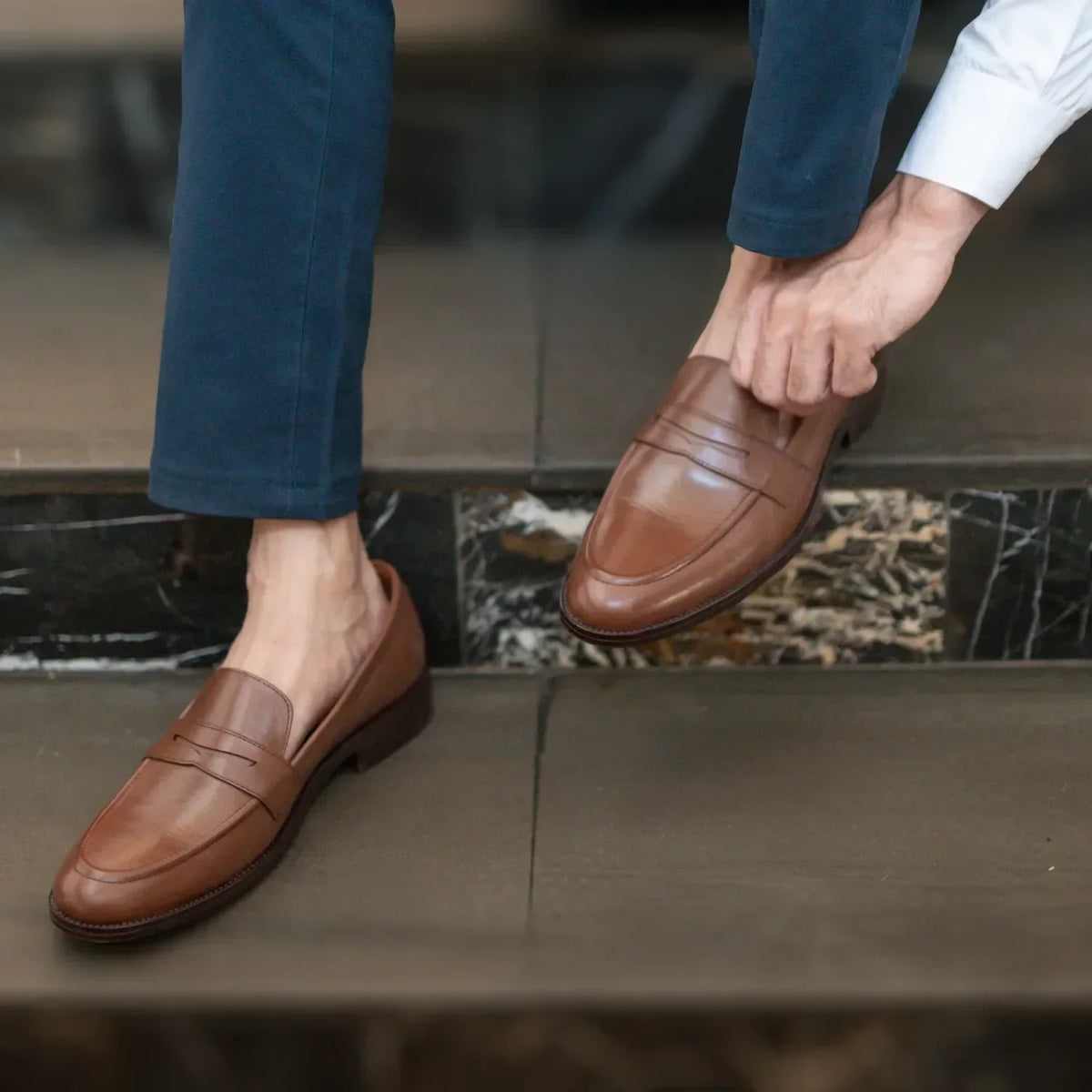 Baxton Brown Leather Loafers - men's loafers in brown genuine leather, view 10