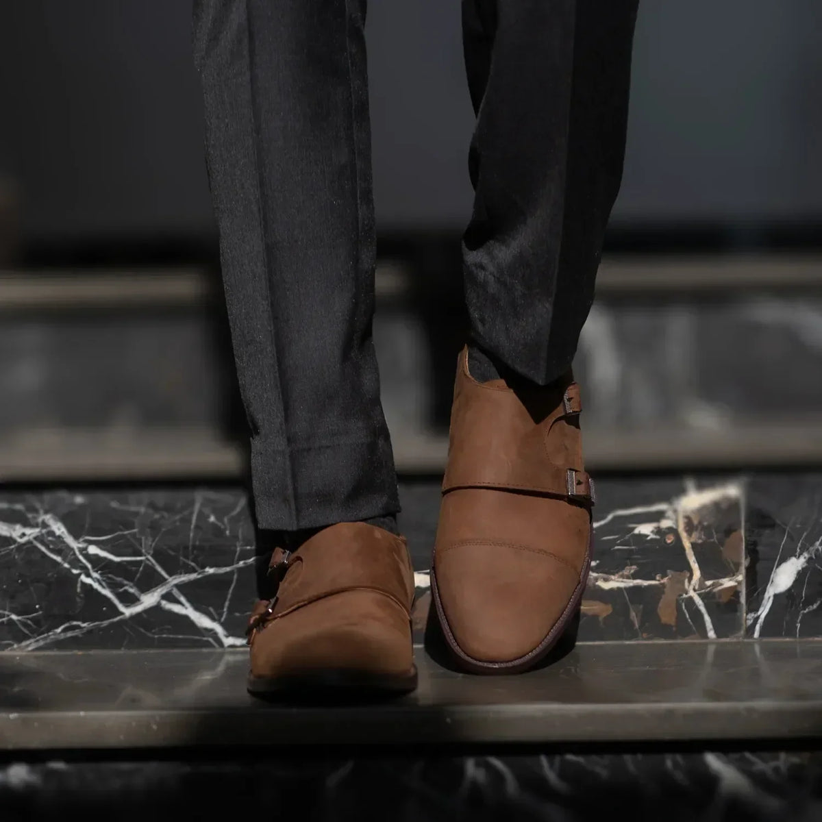 Boston Double Monk Strap Oil Pull-up Brown Leather Shoes - men's shoes in brown pull-up leather, view 10