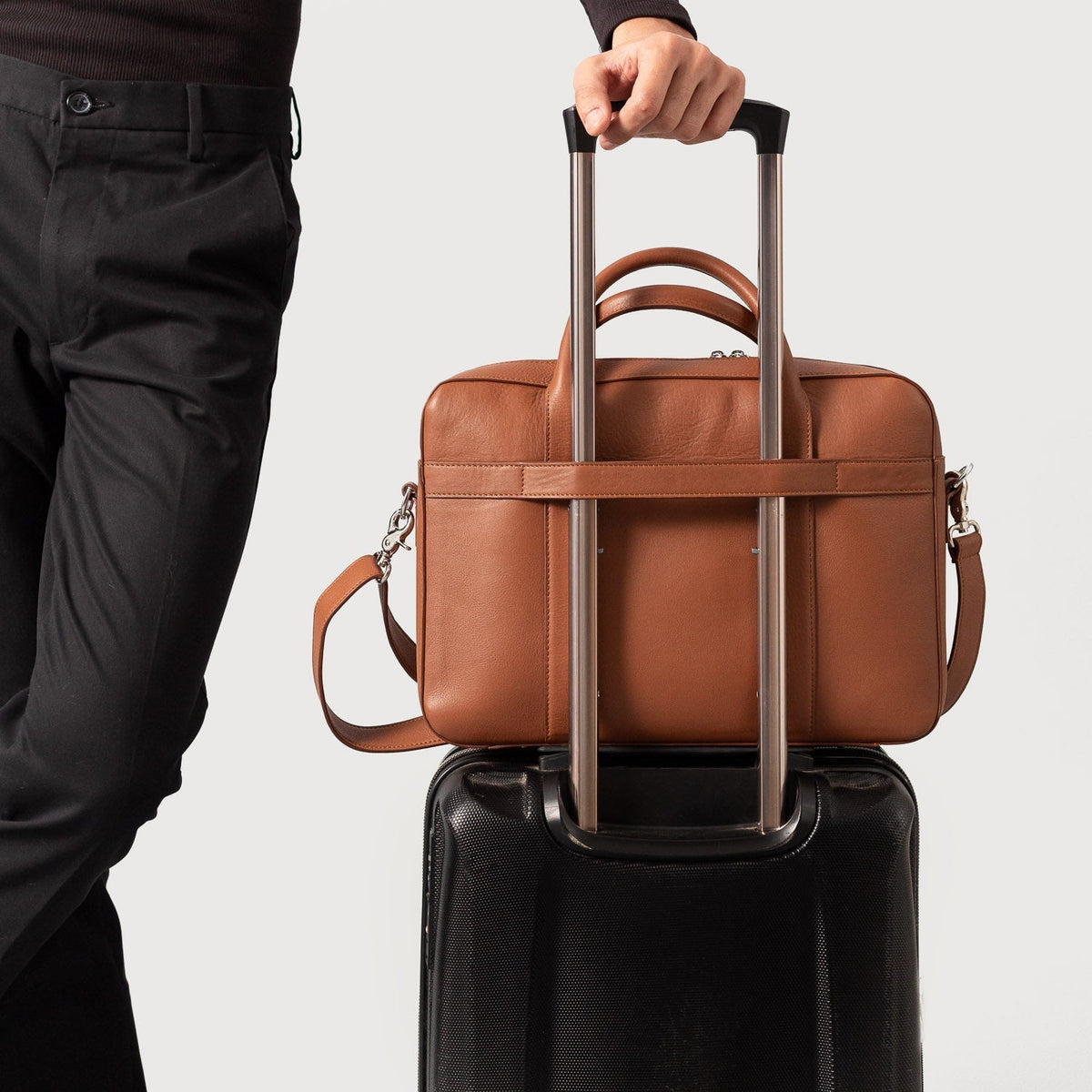 Brex Captain Brown Leather Briefcase - brown leather briefcase, view 9