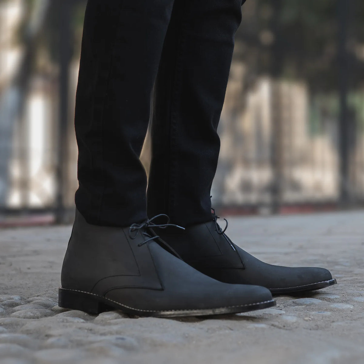 Corry Chukka Black Nubuck Leather Boots - men's boots in black nubuck leather, view 9