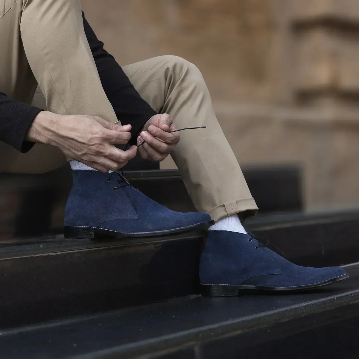 Corry Chukka Midnight Blue Suede Leather Boots - men's boots in midnight blue suede leather, view 10