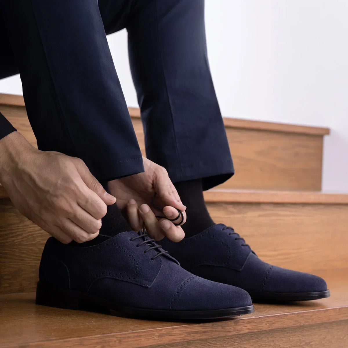 Dirk Brogues Derby Blue Suede Leather Shoes Rugged Sole - men's shoes in blue suede leather, view 10
