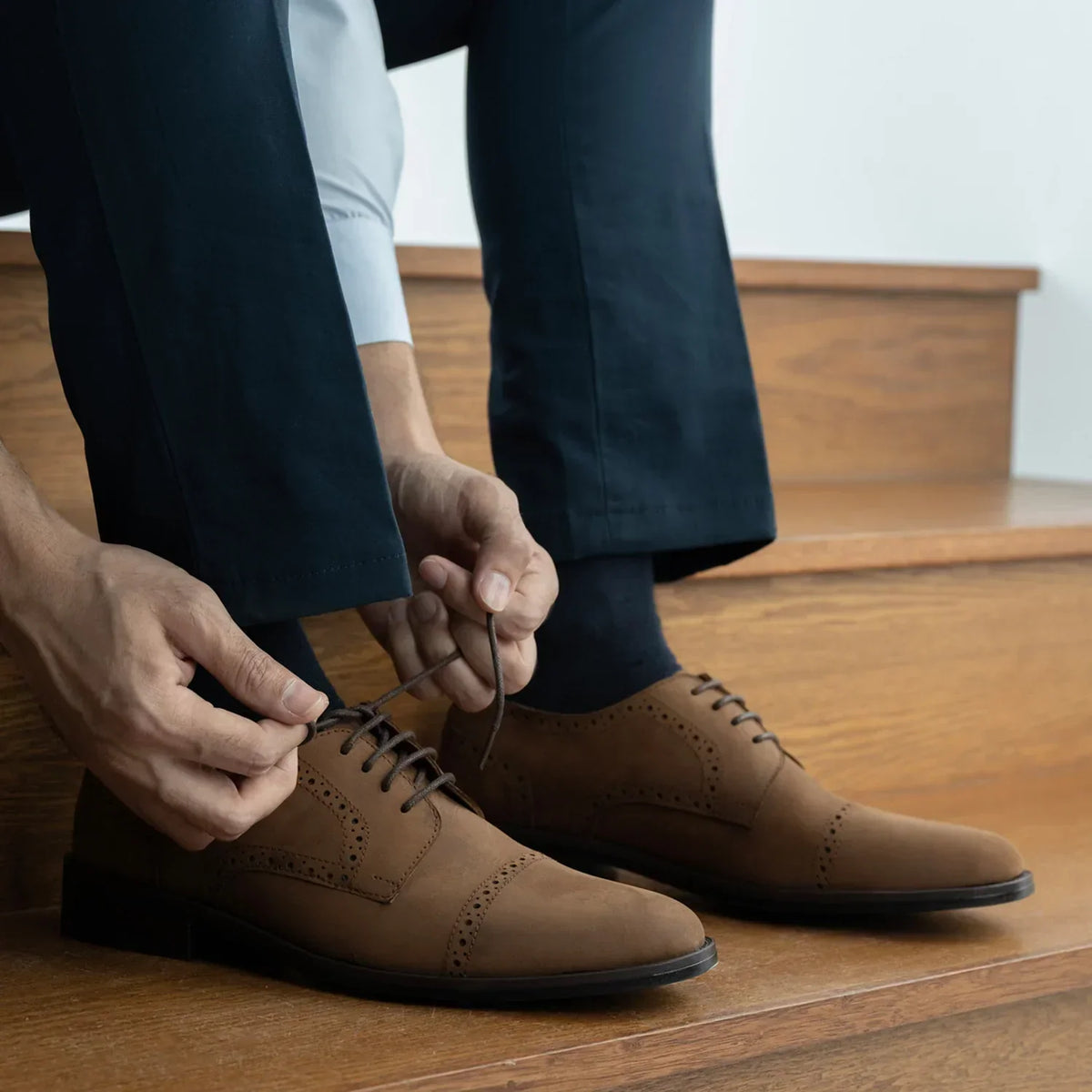 Dirk Brogues Derby Brown Oil Pullup Leather Shoes Rugged Sole - men's shoes in brown pull-up leather, view 10
