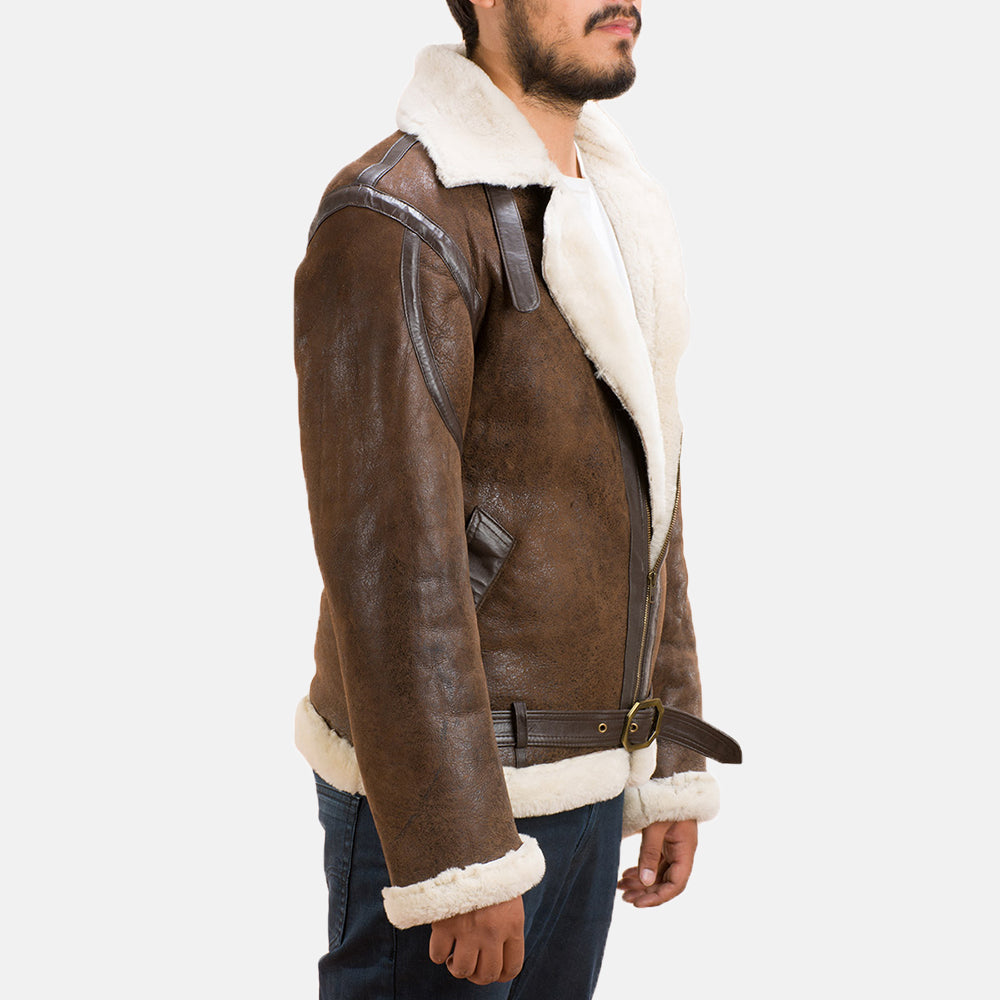 Forest Double Face Shearling Jacket - men's jacket in classic sheepskin leather, view 4