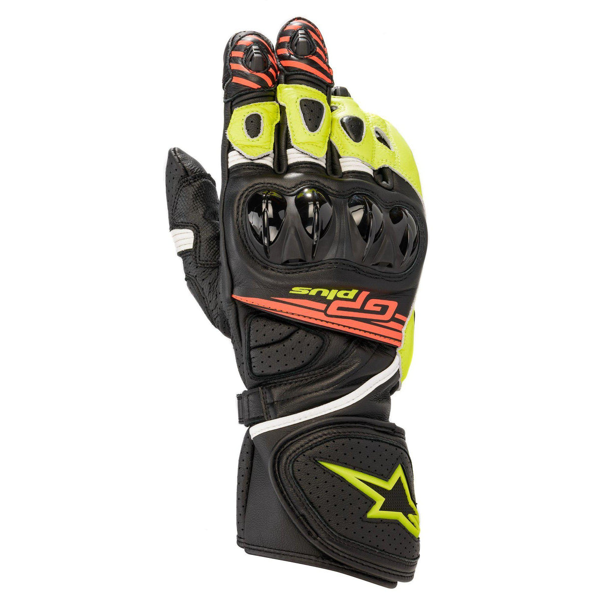 GP Plus R V2 Gloves - Black/Yellow Fluorescent/Red Fluorescent - Alpinestars motorcycle gloves, view 3