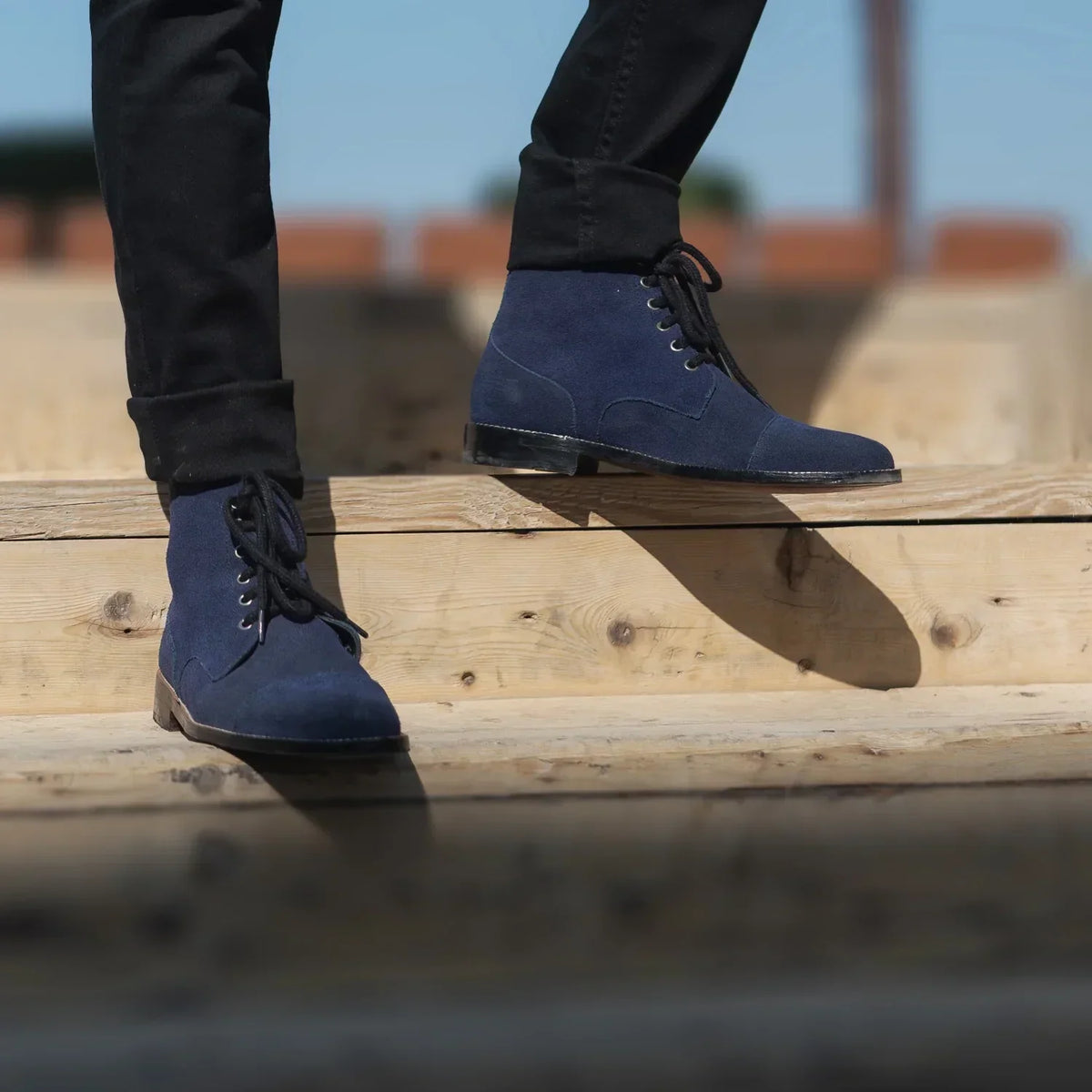 Knight Derby Midnight Blue Suede Leather Boots - men's boots in midnight blue suede leather, view 10