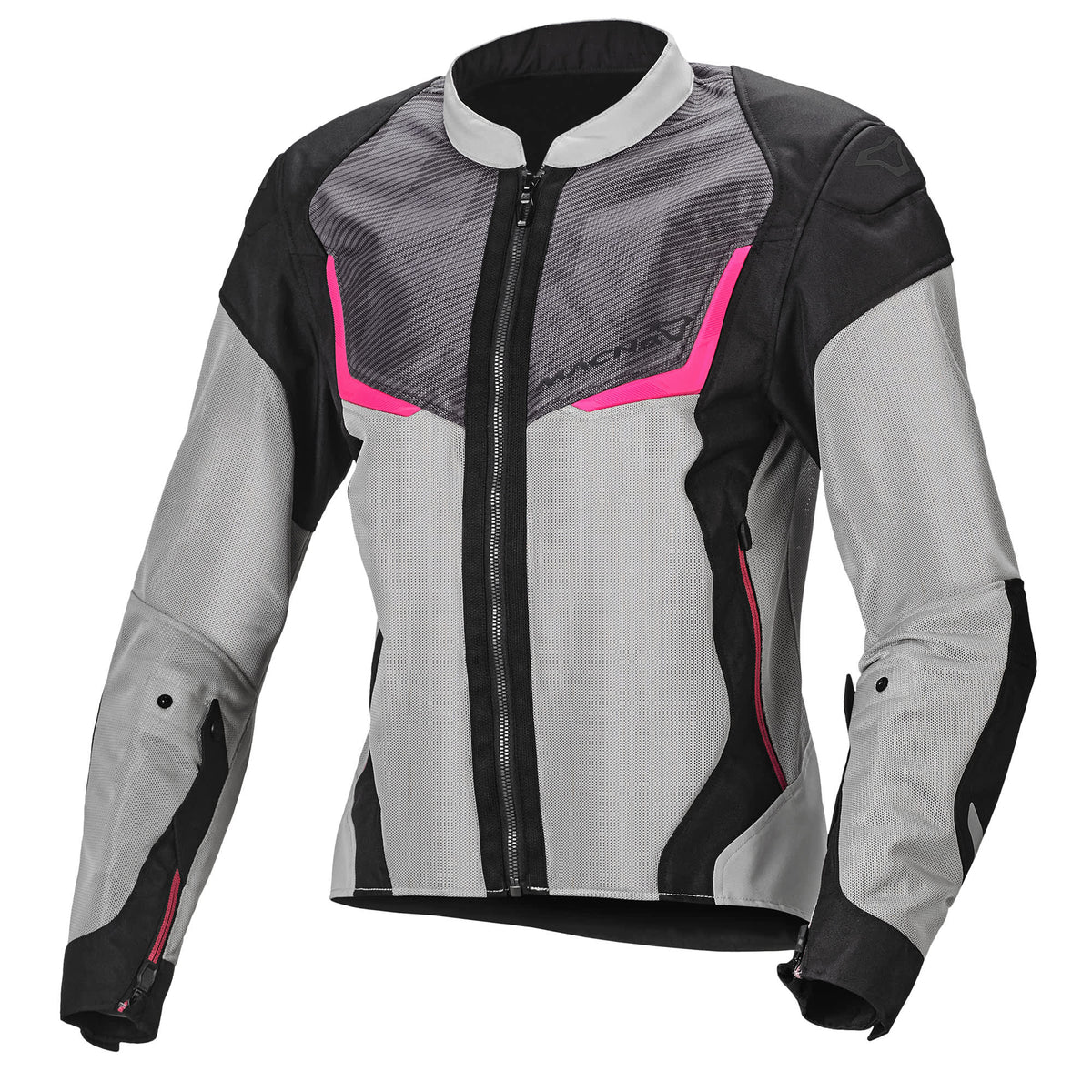 Macna Ladies Orcano Textile Jacket - Light Grey / Pink - Macna motorcycle jacket, view 1