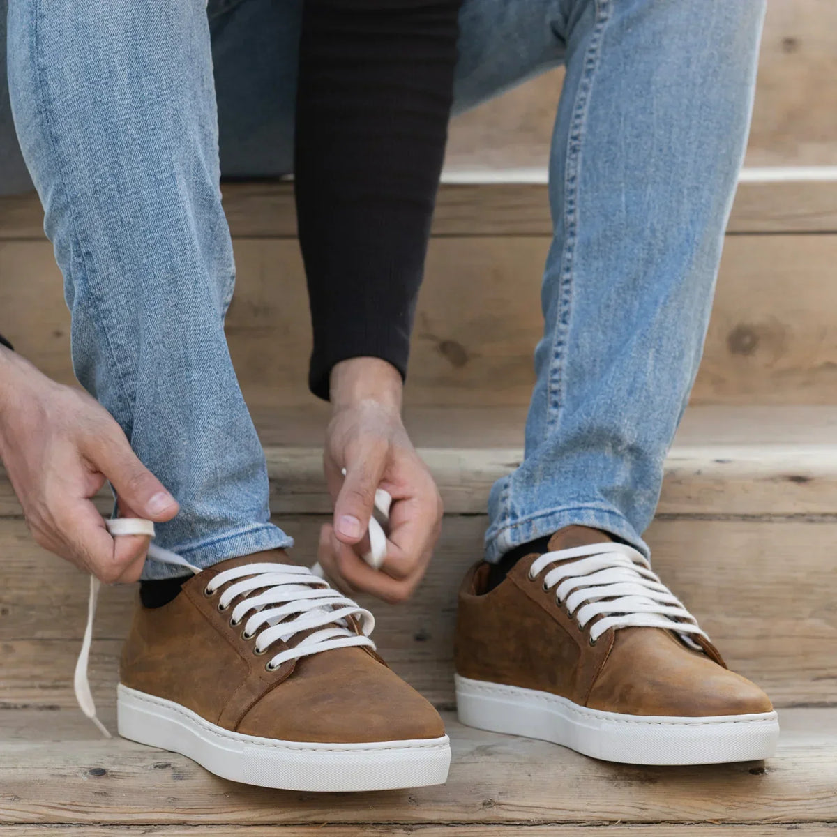 Murphy Low Top Burnt Copper Pullup Leather Sneakers - men's sneakers in burnt copper pull-up leather, view 10