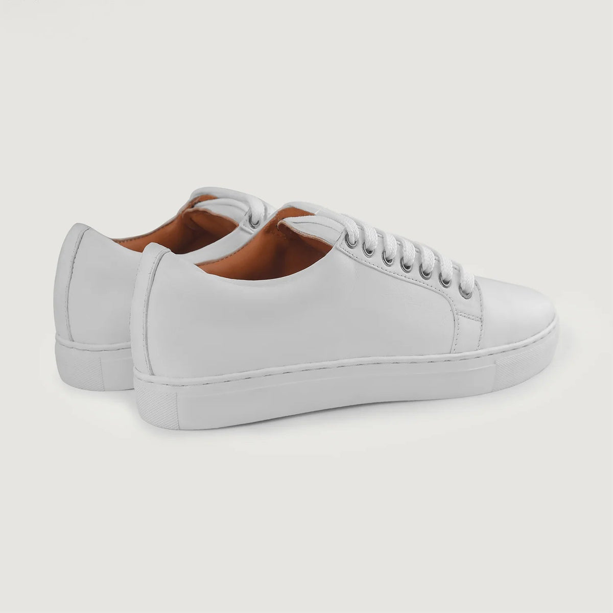 Murphy Low Top White Leather Sneakers - men's sneakers in white cowhide leather, view 10