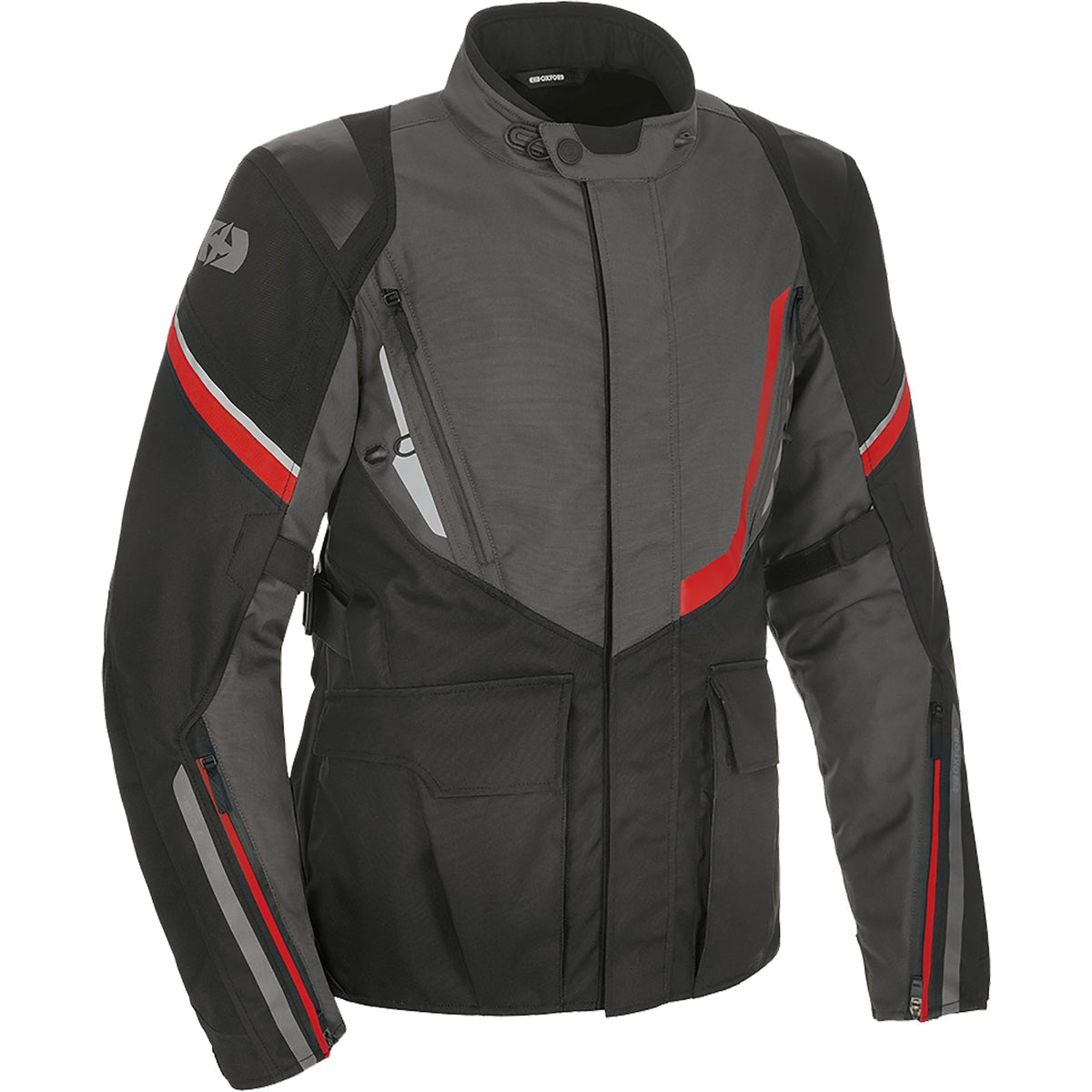 Oxford Montreal 4.0 Textile Jacket - Black / Grey / Red - Oxford motorcycle jacket, view 1