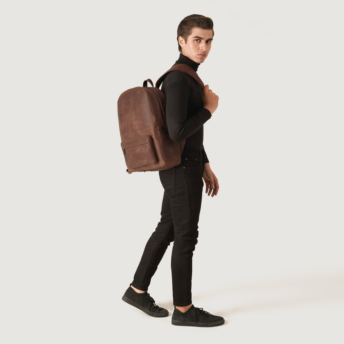 Brex Philos Vintage Tan Leather Backpack - tan vintage leather backpack, view 9