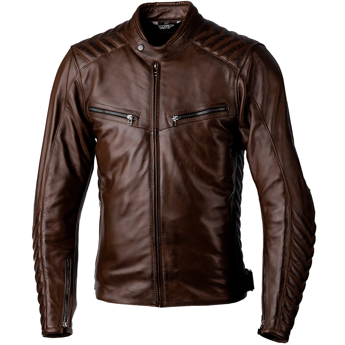 Brex International RST Roadster 3 CE Leather Jacket - Brown - short unisex and men's leather motorcycle jacket in brown