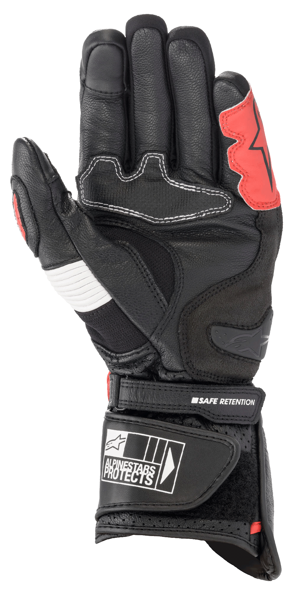 SP-2 V3 Gloves - Black/White/Bright Red - Alpinestars motorcycle gloves, view 2