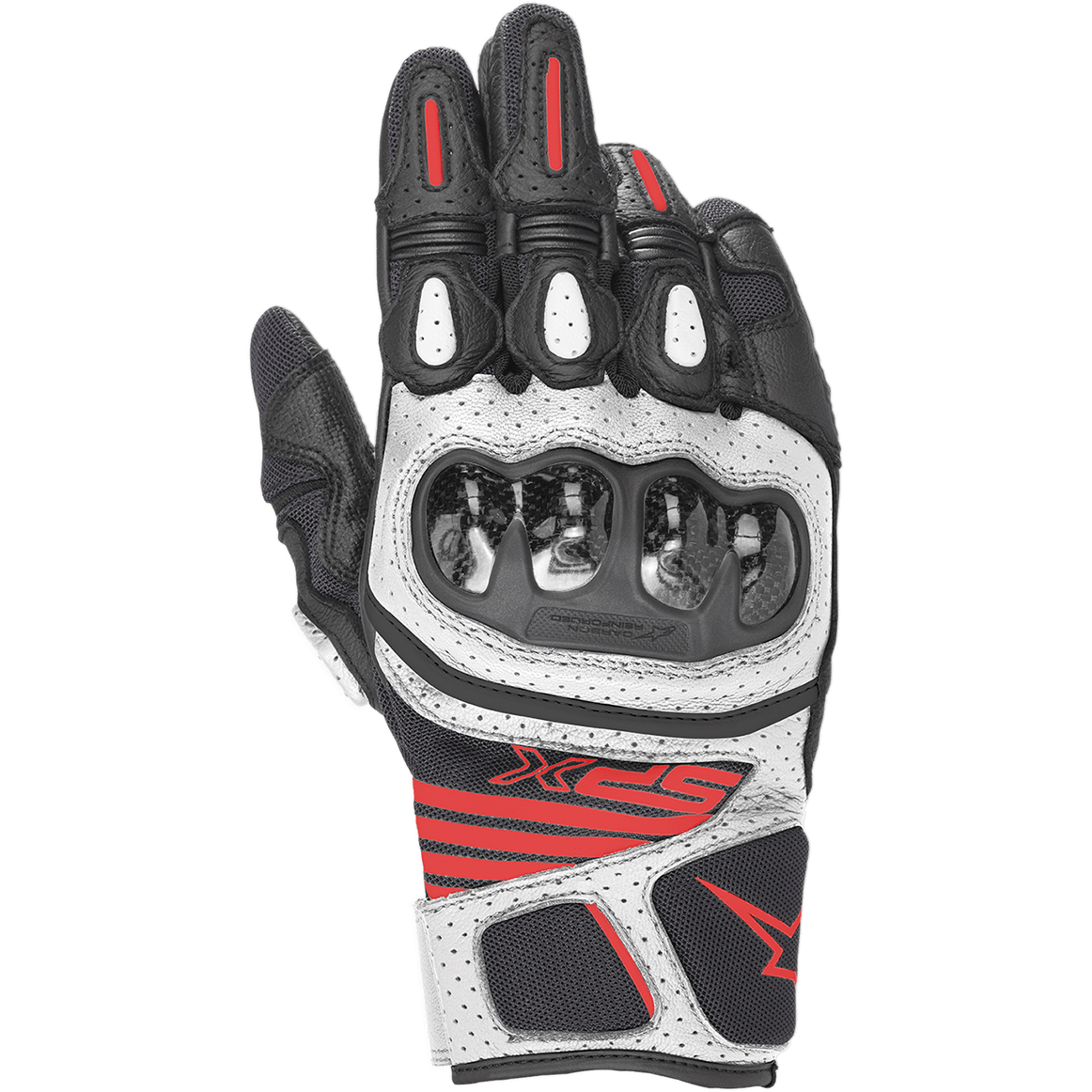 SPX AC V2 Gloves - Black/White/Red Fluorescent - Alpinestars motorcycle gloves, view 1