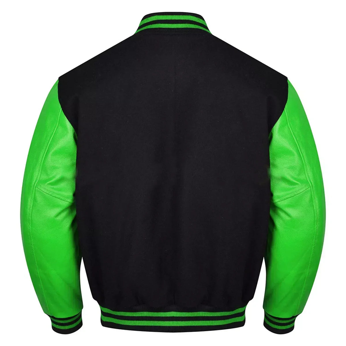 Brex Varsity Black Letterman Baseball Wool & Green Real Leather Sleeves Jacket - varsity letterman jacket, view 2