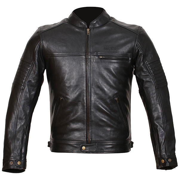 Brex International Weise Cabot Leather Jacket - Black - short unisex and men's leather motorcycle jacket in black