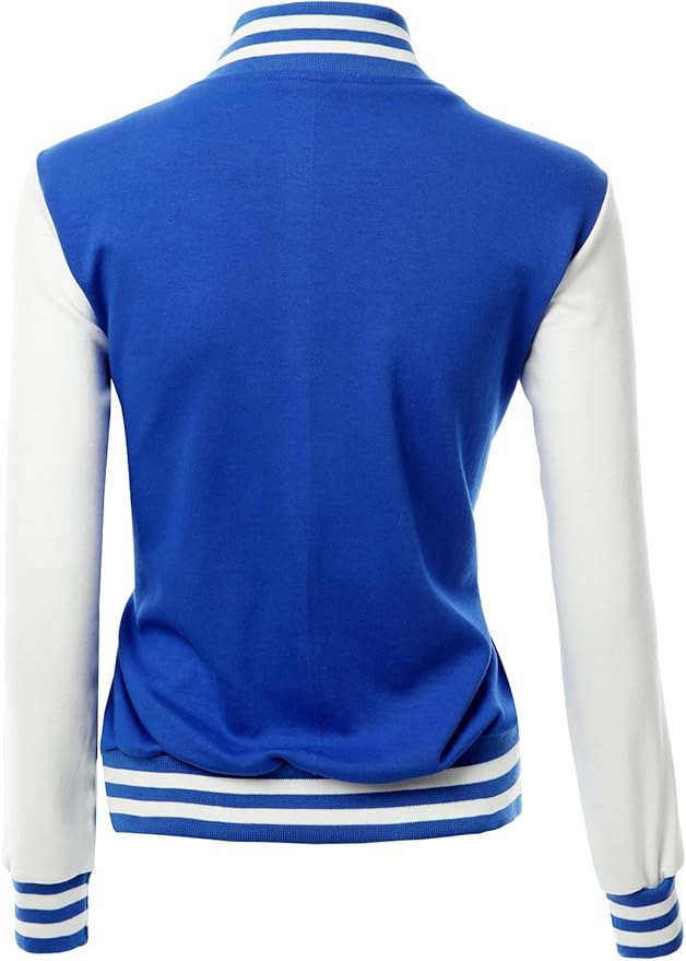 Brex Women's Stylish Color Contrast Long Sleeves Varsity Jacket-08 - women's varsity letterman jacket, view 2