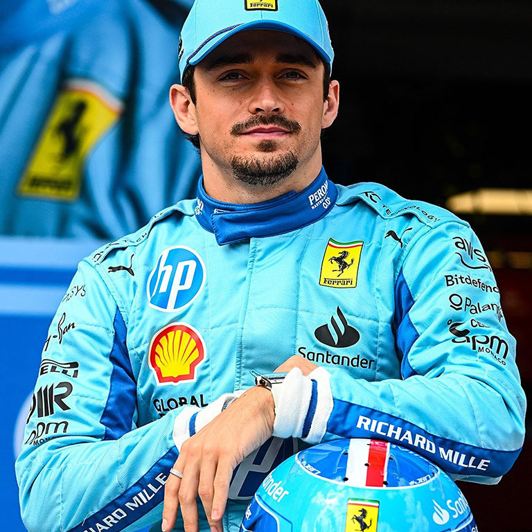 Charles Leclerc 2024 Ferrari Miami GP F1 Replica Race Suit for racing fans, collectors, cosplay, and karting enthusiasts.