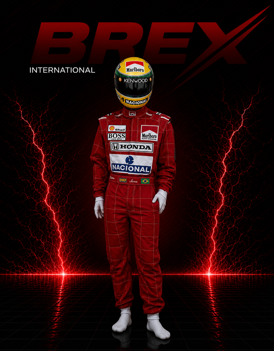 1991 Ayrton Senna McLaren Honda F1 racing suit inspired by his championship-winning Formula 1 season.