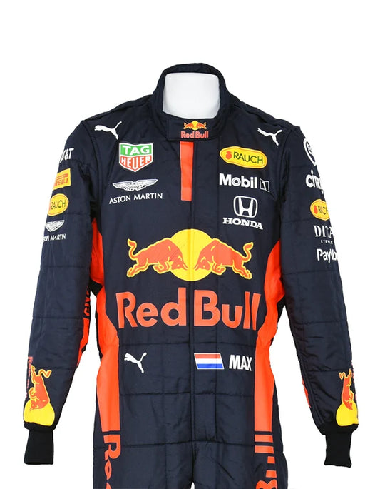 2020 Max Verstappen Red Bull Honda Formula 1 racing suit inspired by the championship season.