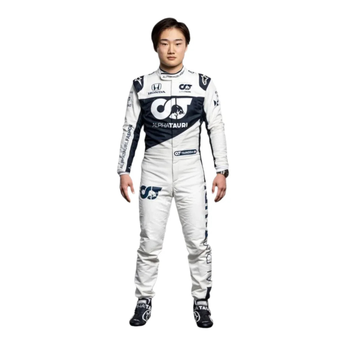 Professional Formula 1 race suit replica inspired by Yuki Tsunoda's racing career.
