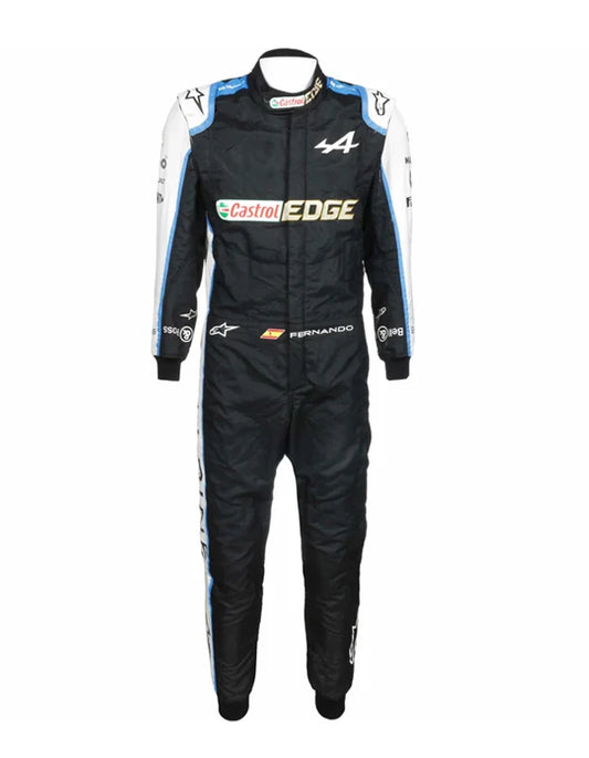 2021 Fernando Alonso Alpine Formula 1 racing suit inspired by his return to Formula 1.