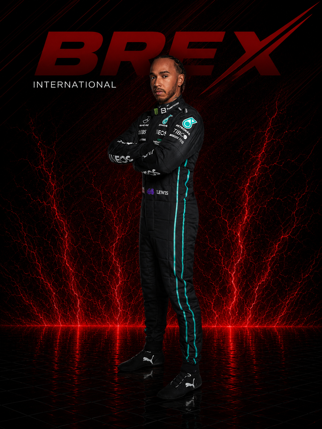 2022 Lewis Hamilton Formula 1 racing suit inspired by the iconic Grand Prix design.