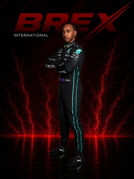 2022 Lewis Hamilton Formula 1 racing suit inspired by the iconic Grand Prix design.
