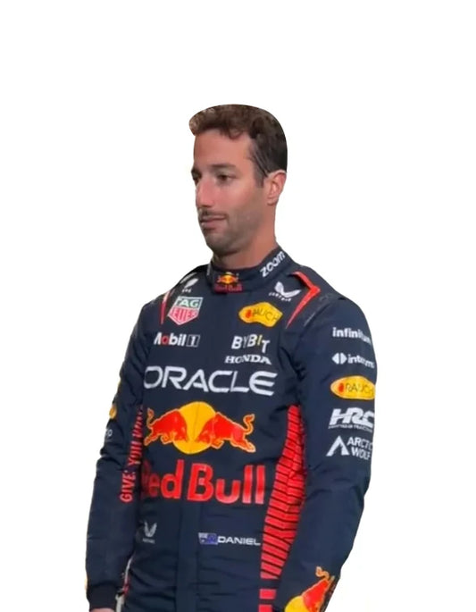 2023 Daniel Ricciardo Red Bull Honda F1 Suit Replica with Red Bull Racing Oracle Honda logos