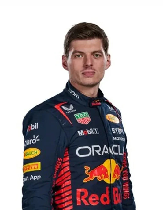 2023 Max Verstappen Oracle Red Bull Racing Formula 1 racing suit inspired by the championship season.