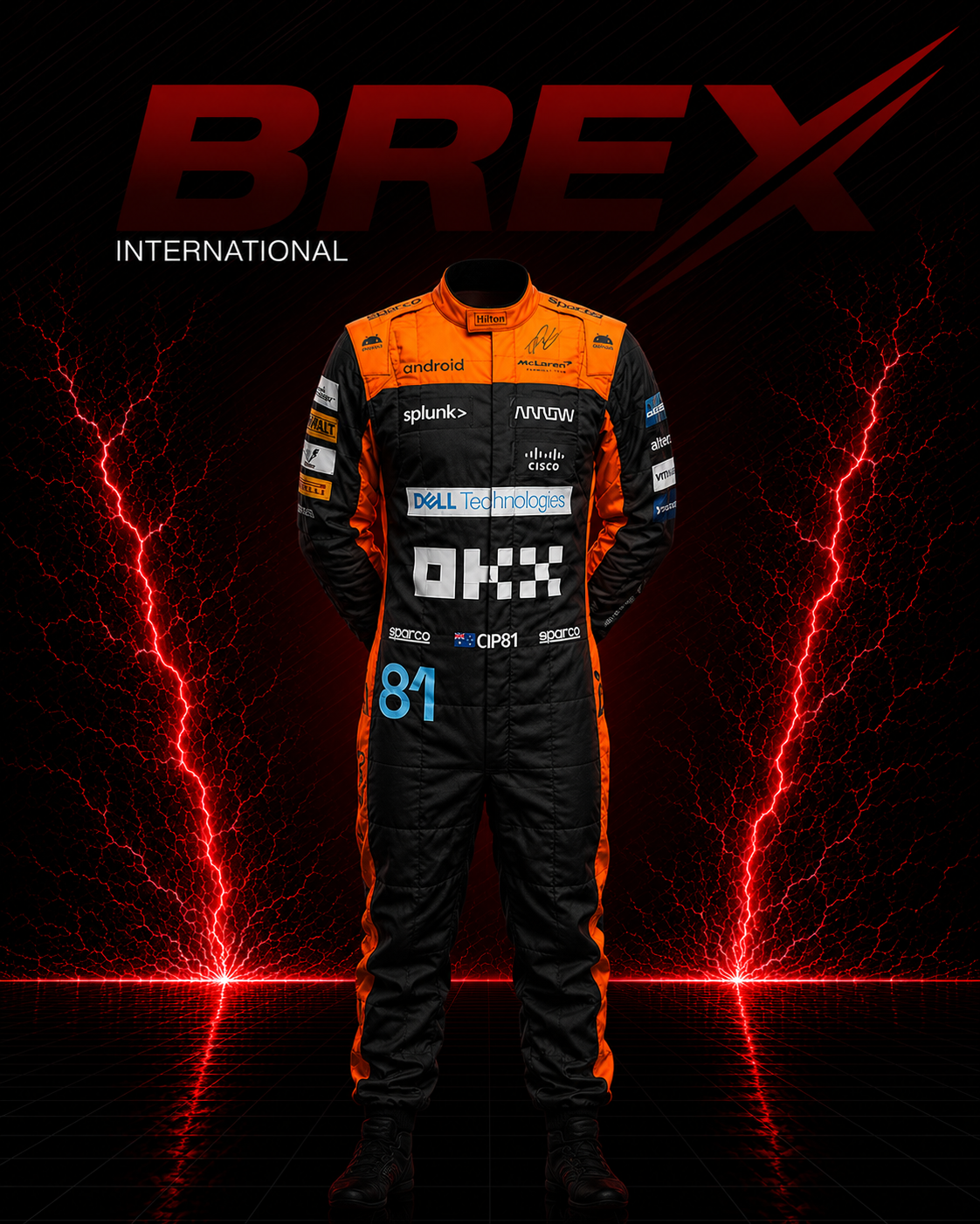 2023 Oscar Piastri McLaren F1 racing suit inspired by his debut Formula 1 season.