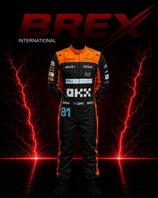 2023 Oscar Piastri McLaren F1 racing suit inspired by his debut Formula 1 season.