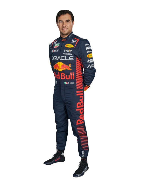 front view of 2023 Sergio Perez Red Bull Honda F1 suit replica