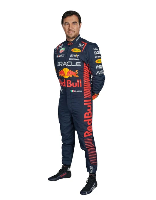 front view of 2023 Sergio Perez Red Bull Honda F1 suit replica
