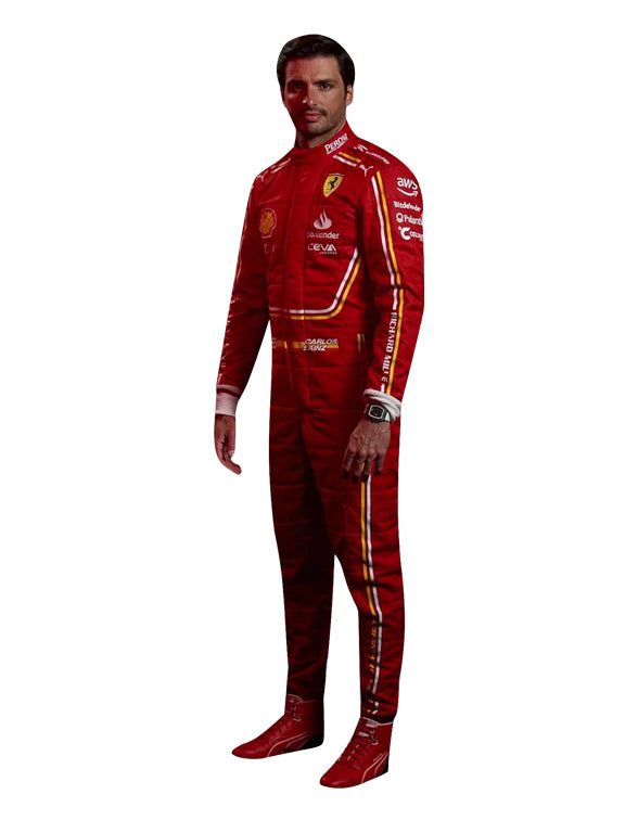 Premium Ferrari racing suit inspired by Carlos Sainz featuring authentic motorsport styling.