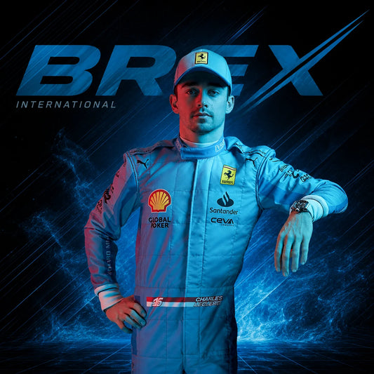 2024 Charles Leclerc Ferrari Miami GP F1 Replica Race Suit featuring authentic Ferrari-inspired blue racing design.