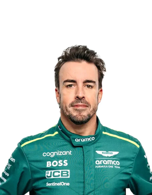 2024 Fernando Alonso Aston Martin Aramco Formula 1 racing suit inspired by the 2024 season.