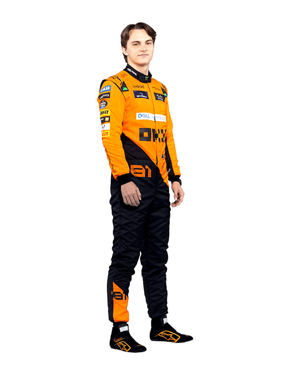 2024 Oscar Piastri McLaren F1 Team racing suit inspired by the Formula 1 season.