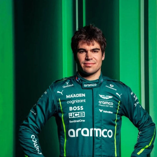2025 Aston Martin Lance Stroll F1 suit front view premium racing suit