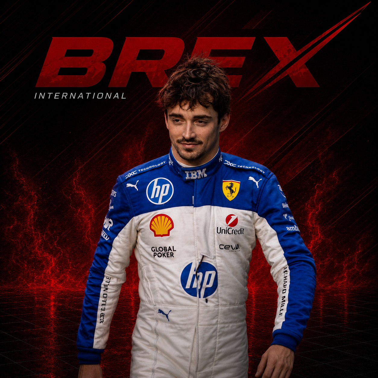 2025 Ferrari Charles Leclerc Miami GP racing suit inspired by the iconic Formula 1 Grand Prix design.