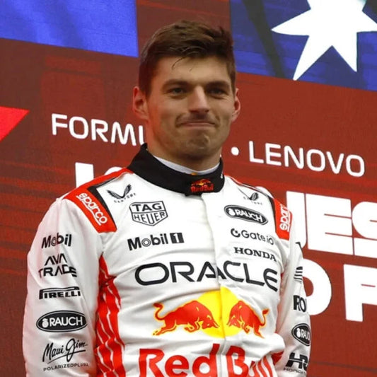 2025 Max Verstappen Red Bull Formula 1 racing suit inspired by the latest championship season.