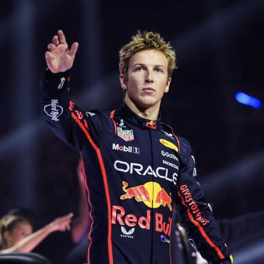 2025 Red Bull Liam Lawson Formula 1 race suit replica with Oracle Red Bull Racing logos