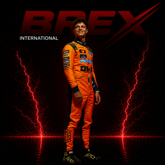 2026 Lando Norris McLaren F1 racing jumpsuit inspired by Formula 1 motorsport competition.