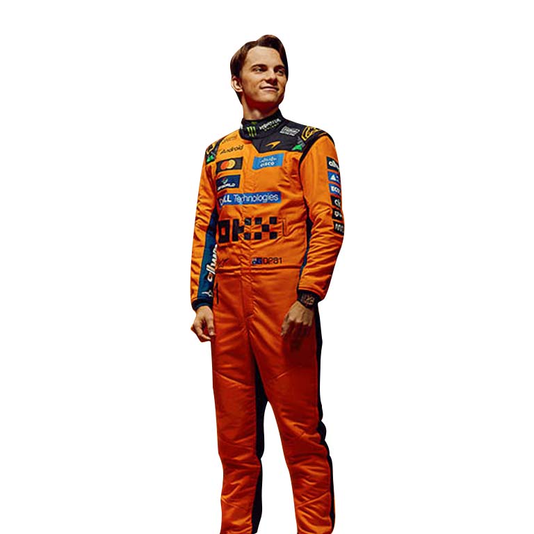 Premium McLaren Oscar Piastri Formula 1 racing suit with authentic motorsport styling.