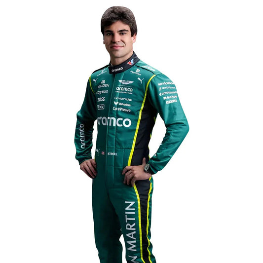 Aston Martin Lance Stroll 2026 F1 suit front view premium racing suit replica