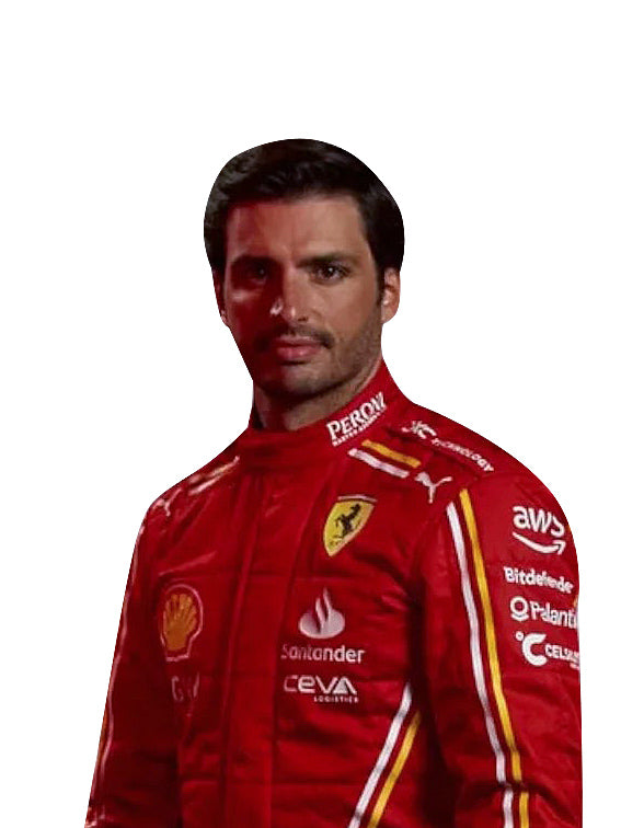 Carlos Sainz Ferrari Formula 1 racing suit for motorsport enthusiasts and collectors.