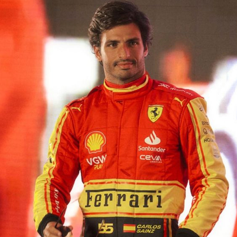 Premium Ferrari F1 suit worn by Carlos Sainz style for the 2023 Monza Grand Prix.